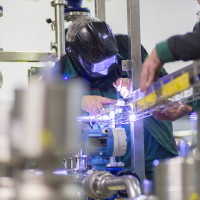 Industriearbeiter in der Schwermetallindustrie