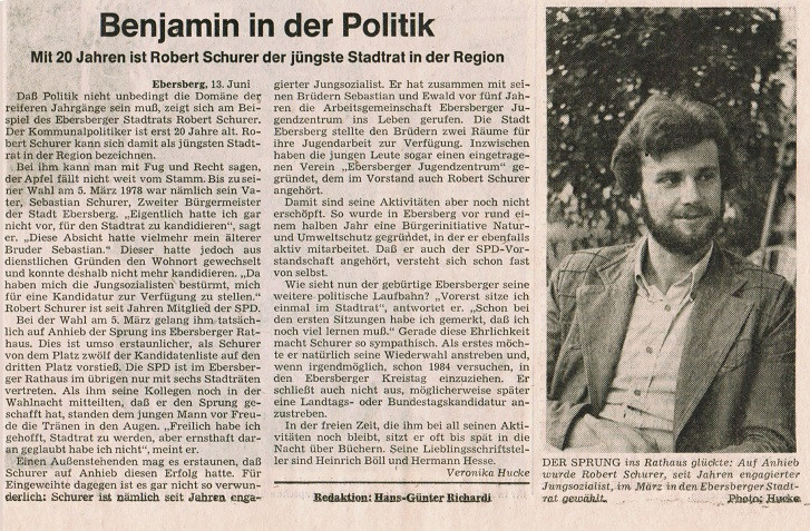 Robert Schurer ehem. Stadtrat, Mitbegründer des Jugendzentrums (AJZ) Ebersberg 1973